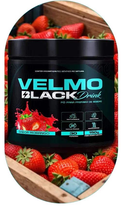 Pote do Velmo Black Drink sabor Morango